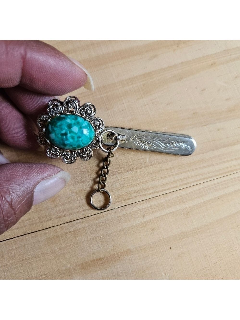 Vintage Silver-tone King's Key Finder Purse Clip with Ring
